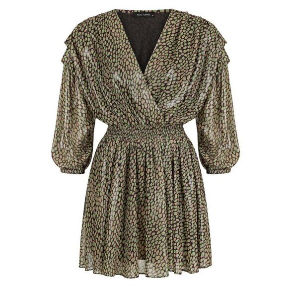 NWT NOCTURNE Dress Mini‎ Wrap Black Print Size XL - Picture 4 of 16